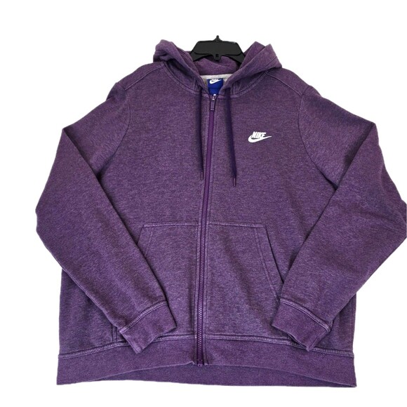 Nike Hoodie Womens XL Purple Full Zip Sweatshirt Drawstring Swoosh Logo 853930 - Picture 3 of 15